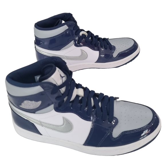 Jordan 1 Retro High Golf Patent Midnight Navy Sneakers DQ0660-100| M 8.5 / W 10 - Picture 7 of 17